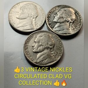 ✅‼️Set of Three Nickel Coins CLAD CIRCULATED